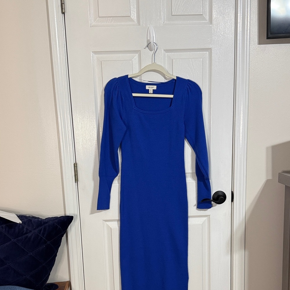 Chic Royal Blue Long Sleeve Dress